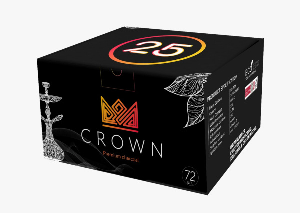 Уголь - Crown, Кокосовый 25Мм, 72Шт (1Кг)
